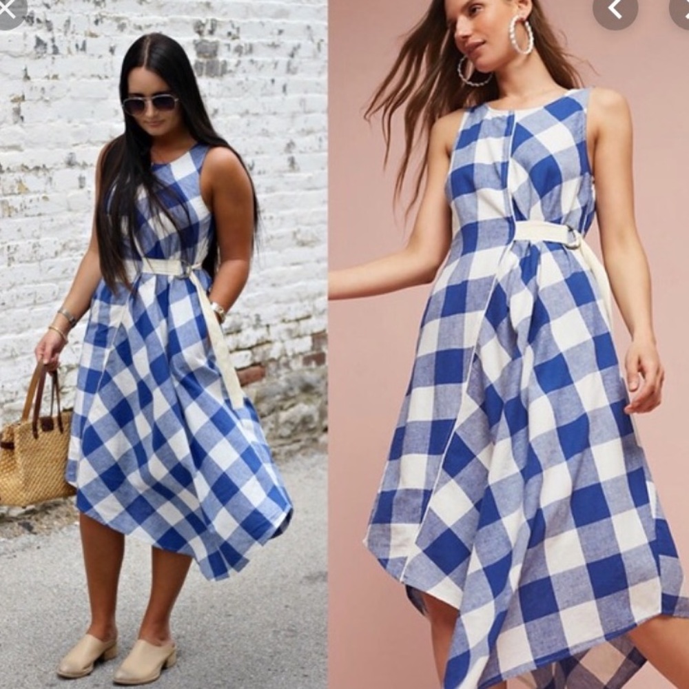 Anthropologie Maeve Belted Gingham Dress